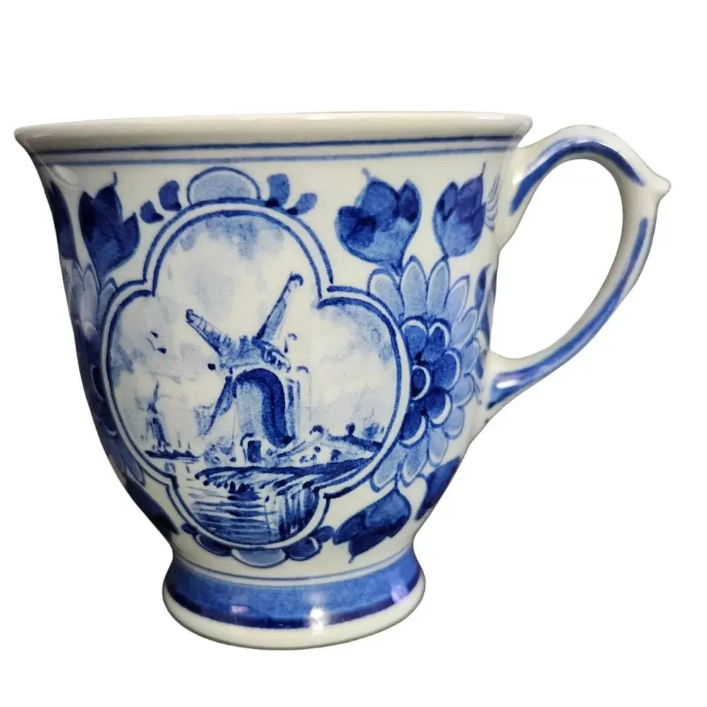 Delft Blue & White Small Teacup Dutch Style Decorative Cup